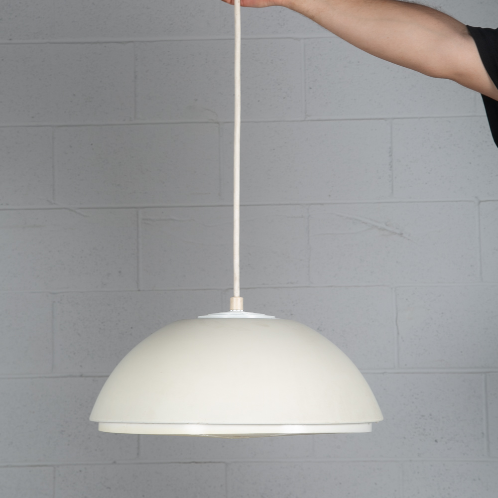 Mid Century Danish Modern Pendant Lamp Light Lightolier White Hanging Design VG - Image 3