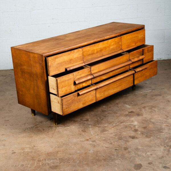 Mid Century Modern Dresser Credenza 9 drawer Furniture Guild Wide Dark Mcm - Image 7