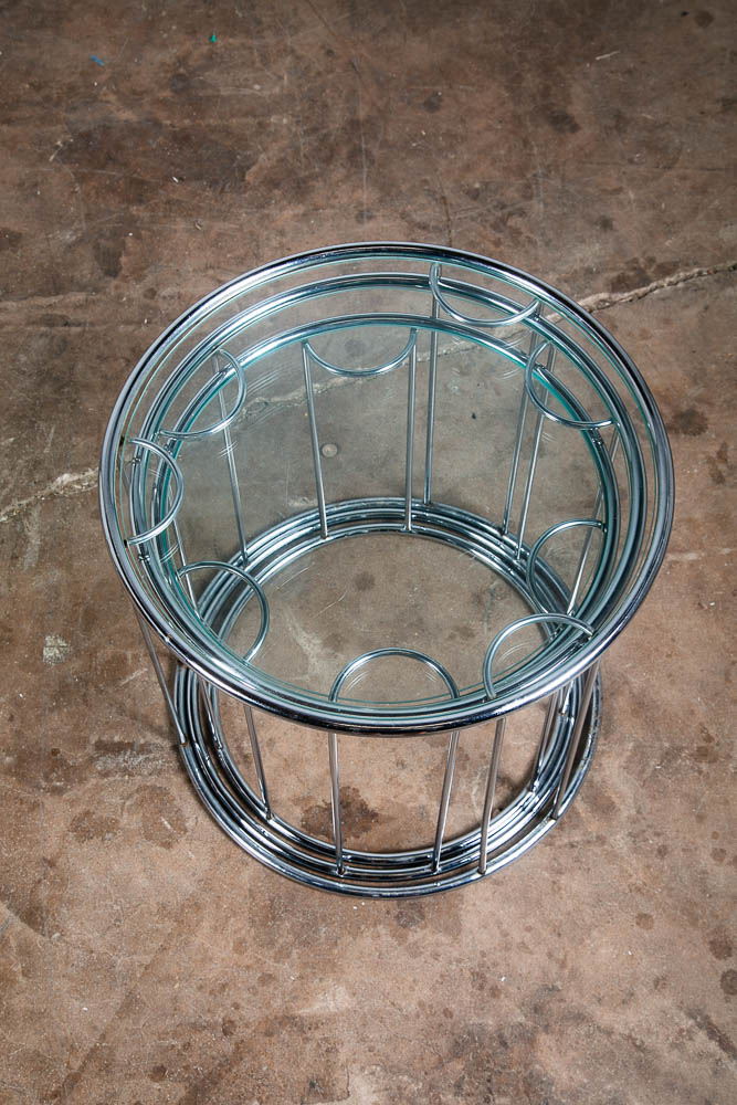 Mid Centurn Modern Nesting Tables Glass Round Set 3 Chrome Vintage 1970s Silver - Image 6