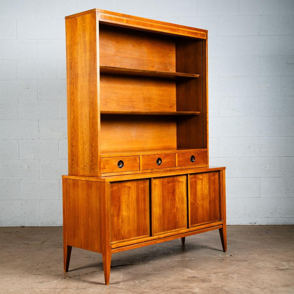 Mid Century Modern China Cabinet Walnut Hutch Glass Display Danish Furniture M