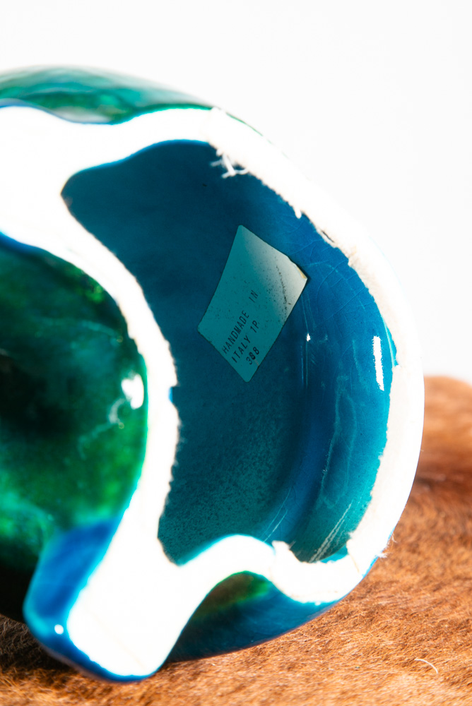 Mid century Modern Ceramic Cat Mario Bellini Italy Italian Blue Green Vintage NM - Image 10