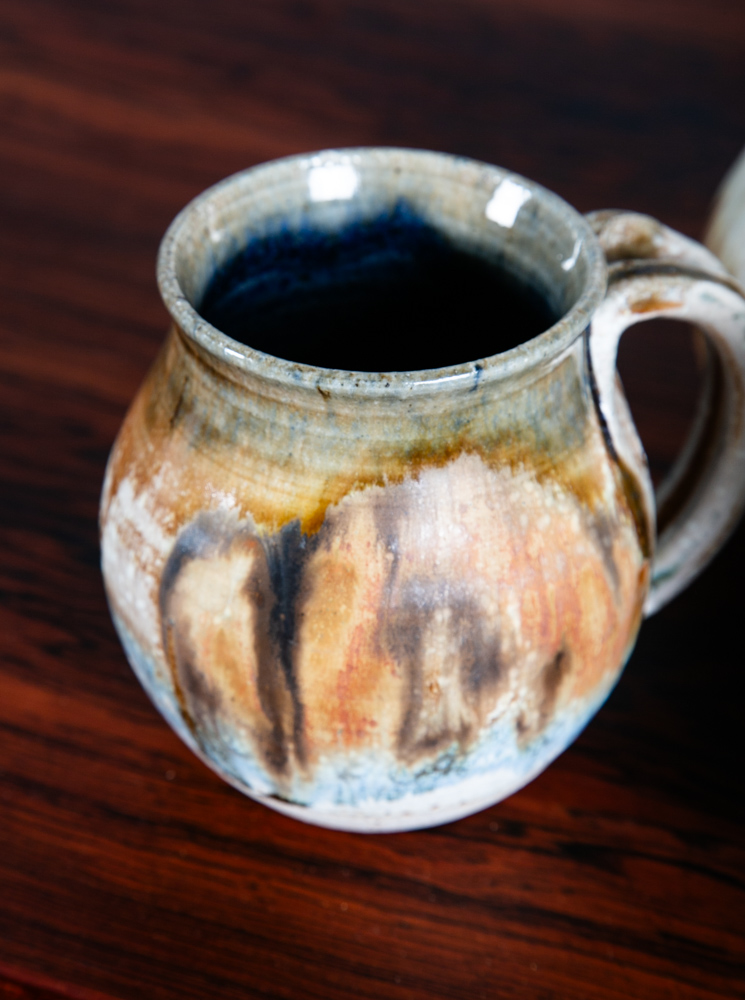 Mid Century Modern Coffee Cup Set of 3 Handle Mug Mcm Ceramic Studio Signed NM - Image 10