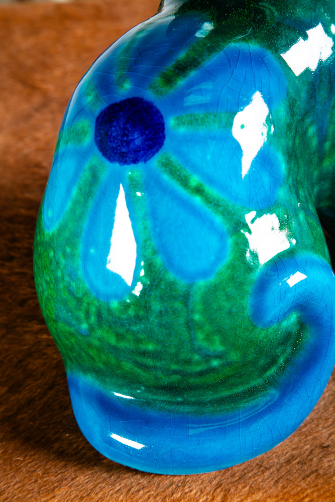 Mid century Modern Ceramic Cat Mario Bellini Italy Italian Blue Green Vintage NM - Image 12