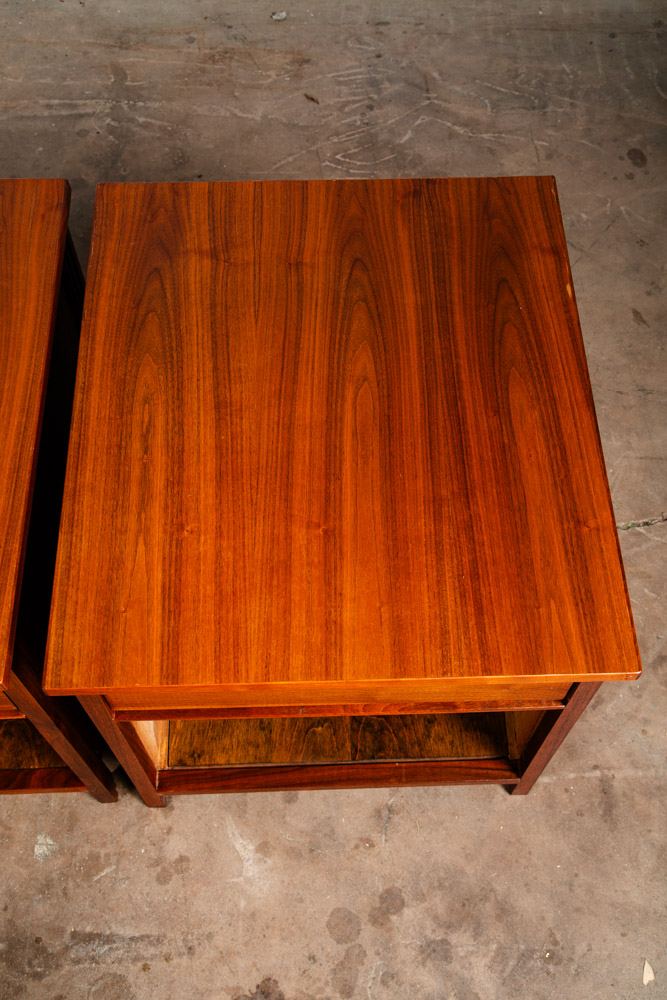 Mid Century Modern Nightstands End Side Tables Solid Walnut Single Drawer Pair 2 - Image 6