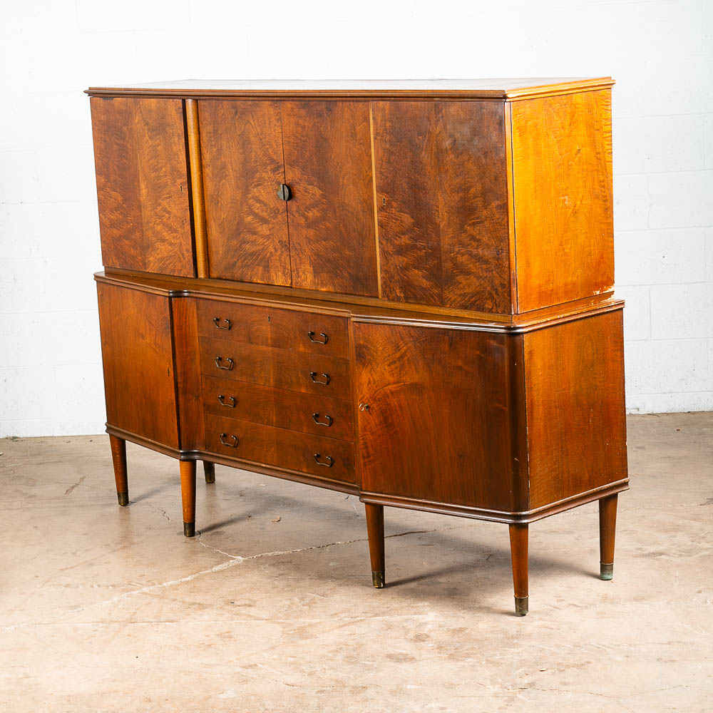 Mid Century Danish Modern Credenza Teak Sideboard Locking Drawers Cabinet Walnut - Image 2