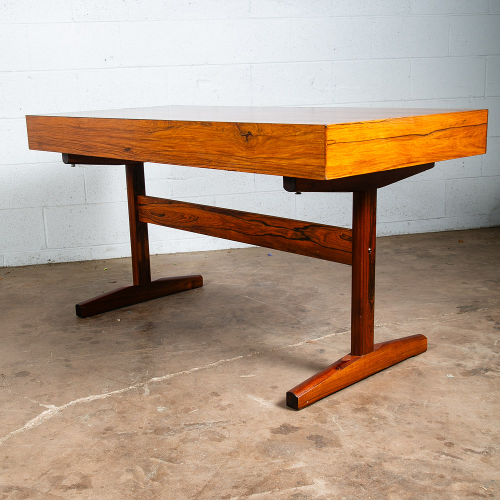 Mid Century Danish Modern Desk Brazilian Rosewood Ganddal Floating 3 Drawers Mcm - Image 7