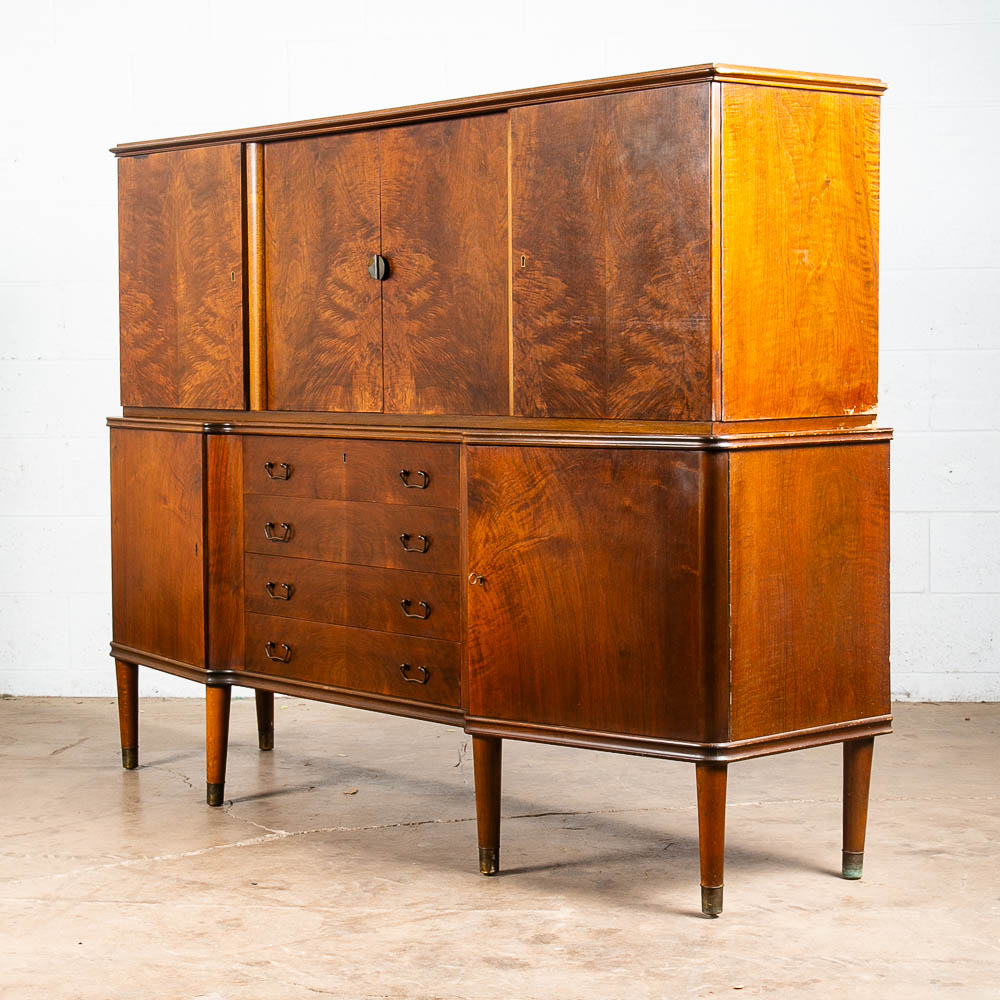 Mid Century Danish Modern Credenza Teak Sideboard Locking Drawers Cabinet Walnut - Image 12