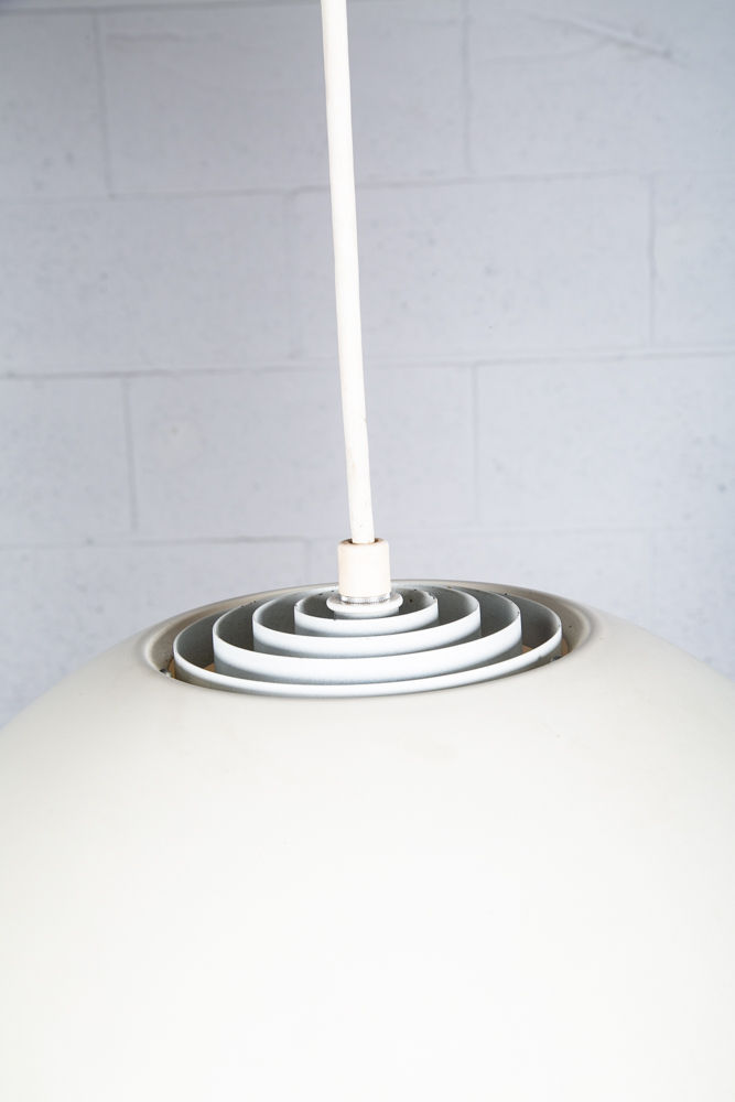 Mid Century Danish Modern Pendant Lamp Light Lightolier White Hanging Design VG - Image 6