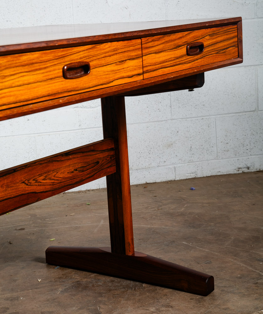 Mid Century Danish Modern Desk Brazilian Rosewood Ganddal Floating 3 Drawers Mcm - Image 10
