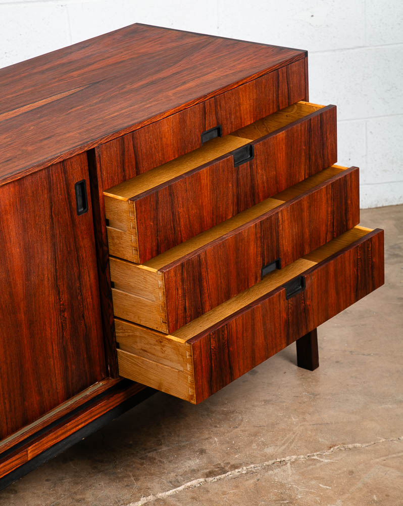 Mid Century Danish Modern Credenza Sideboard Rosewood Chr. Linneberg Drawers 77" - Image 9