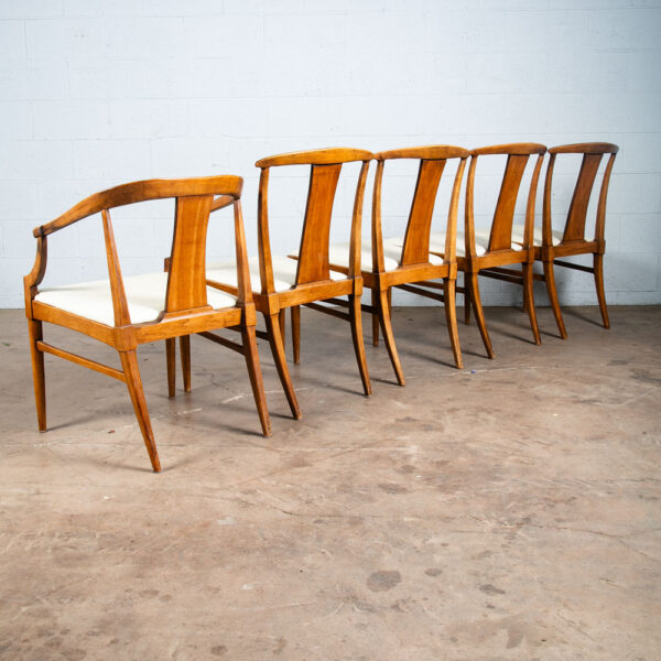 Mid Century Modern Dining Chairs 6 High Back Cane W/ 2 Armchairs Captain Set Mcm - Image 3