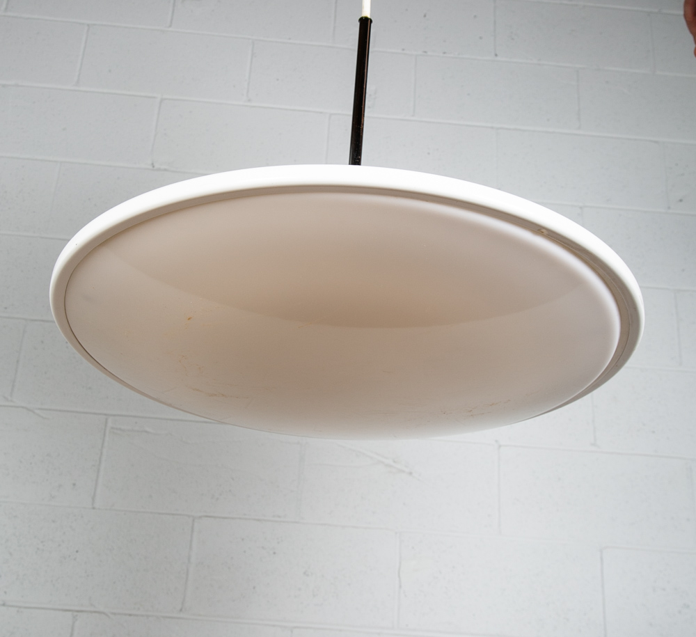 Mid Century Modern Pendant Lamp Light round Orb Chrome White Hanging Design NM - Image 3