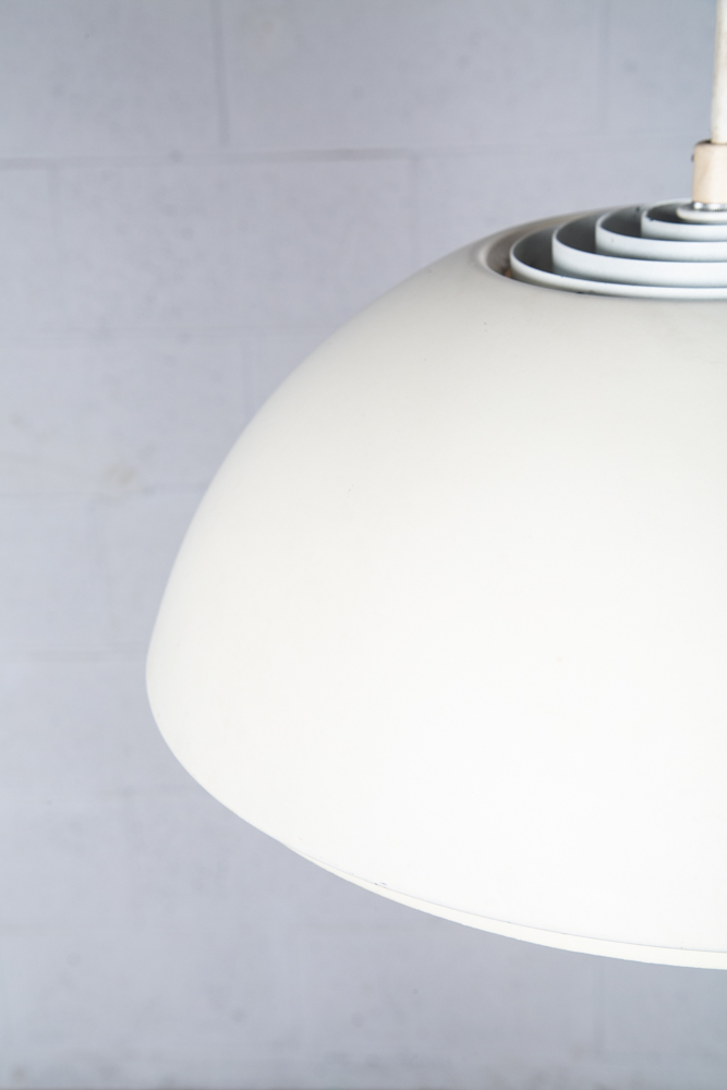Mid Century Danish Modern Pendant Lamp Light Lightolier White Hanging Design VG - Image 5