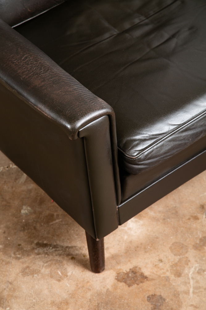 Mid Century Danish Modern Lounge Chair Dark Green Leather Georg Thams Mcm Arms - Image 10