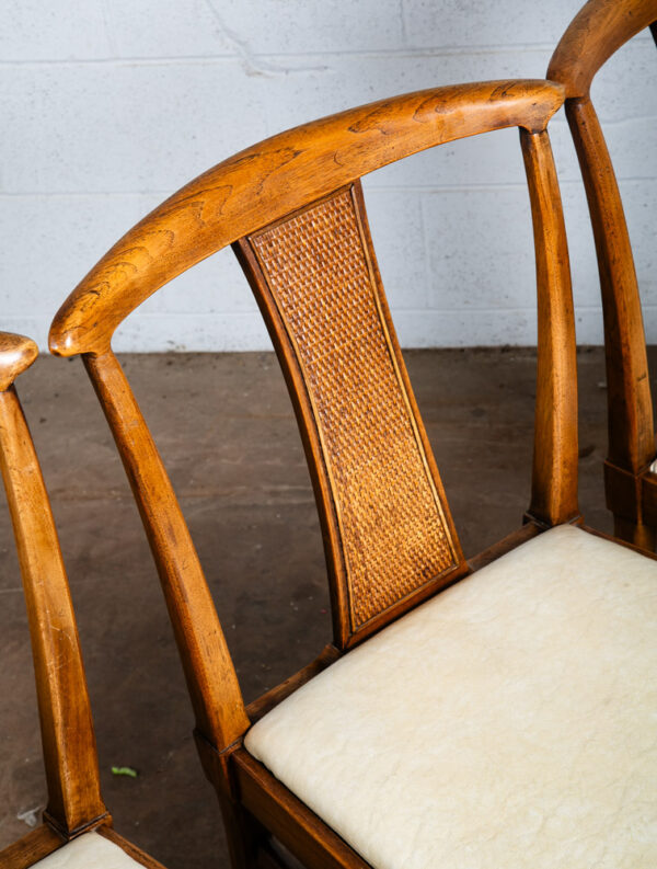 Mid Century Modern Dining Chairs 6 High Back Cane W/ 2 Armchairs Captain Set Mcm - Image 11