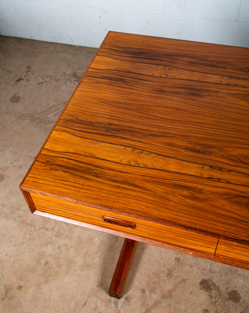 Mid Century Danish Modern Desk Brazilian Rosewood Ganddal Floating 3 Drawers Mcm - Image 9