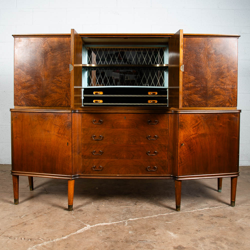 Mid Century Danish Modern Credenza Teak Sideboard Locking Drawers Cabinet Walnut - Image 3