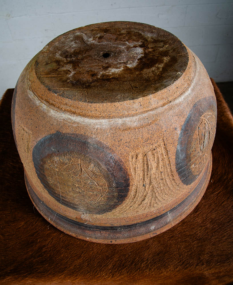Mid Century Modern Planter Bowl Ceramic Studio Round Brown Clay 70s Mcm Handmade - Image 10
