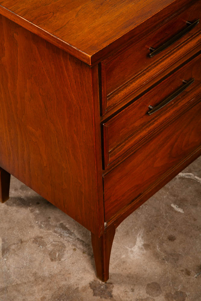 Mid Century Modern Dresser Credenza Dixie 9 Drawer Vintage Walnut Danish Drexel - Image 9