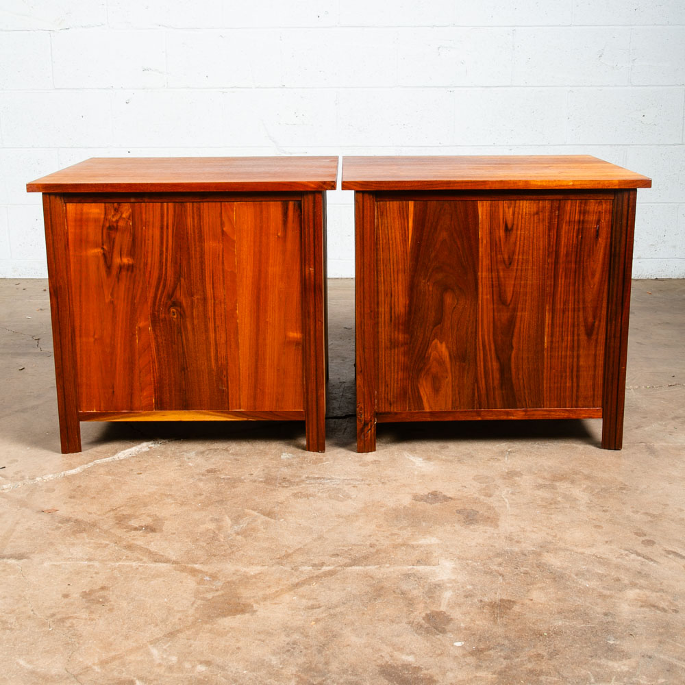 Mid Century Modern Nightstands End Side Tables Solid Walnut Single Drawer Pair 2 - Image 3