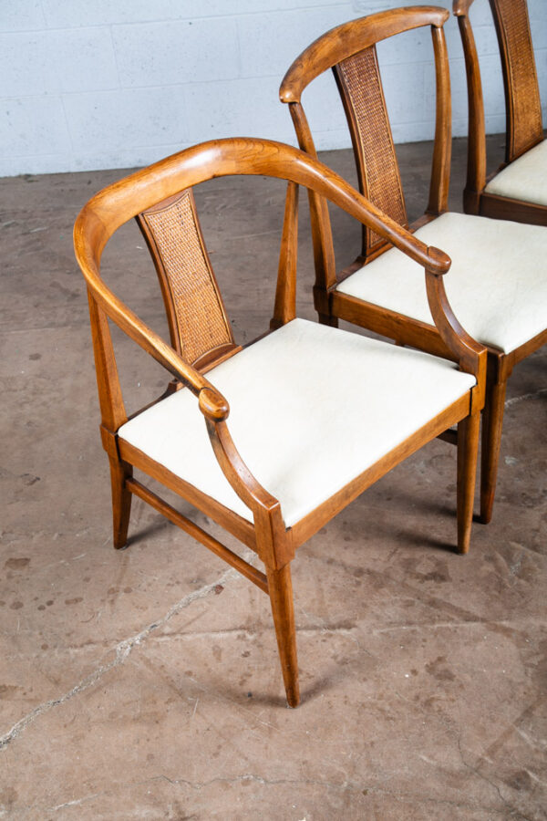Mid Century Modern Dining Chairs 6 High Back Cane W/ 2 Armchairs Captain Set Mcm - Image 9
