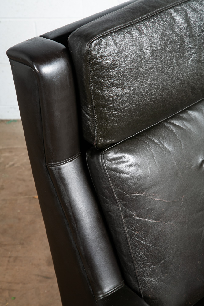 Mid Century Danish Modern Lounge Chair Dark Green Leather Georg Thams Mcm Arms - Image 7