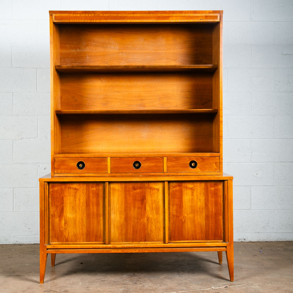 Mid Century Modern China Cabinet Walnut Hutch Glass Display Danish Furniture M - Image 2