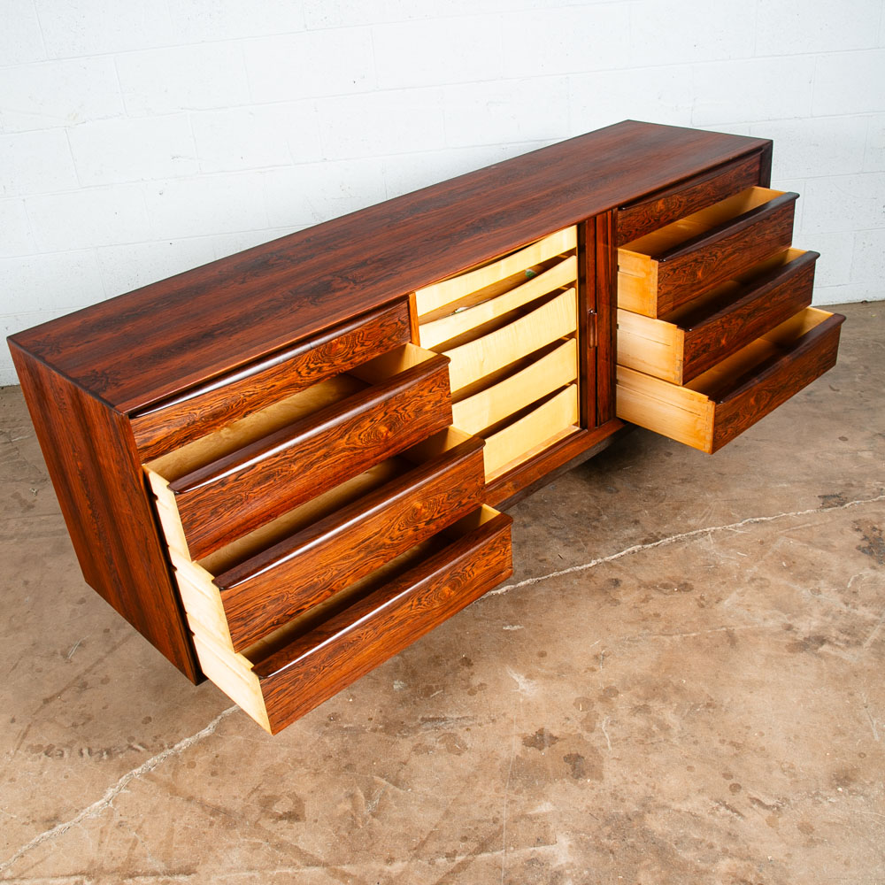 Mid Century Danish Modern Credenza Dresser 13 Drawer Rosewood Svend Aage Madsen - Image 5