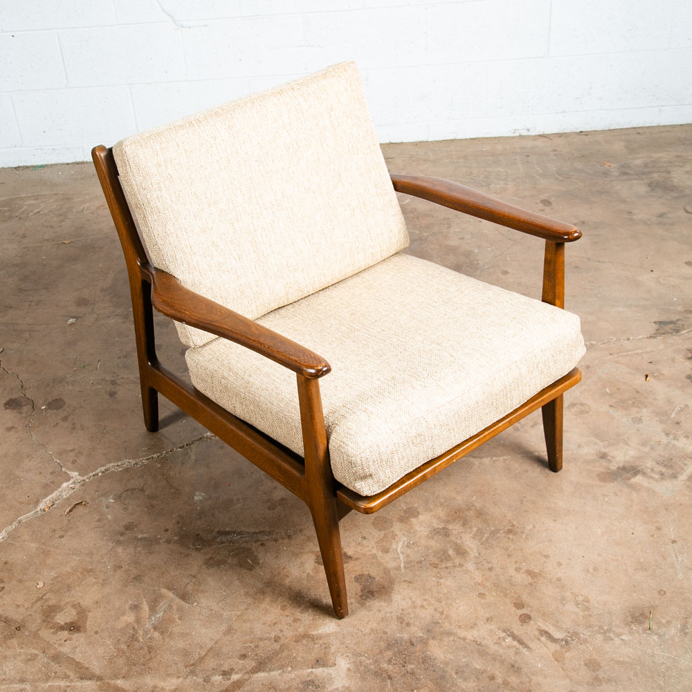 Mid Century Modern Lounge Chair Viko Baumritter Spindle White Tweed Danish Mcm - Image 6