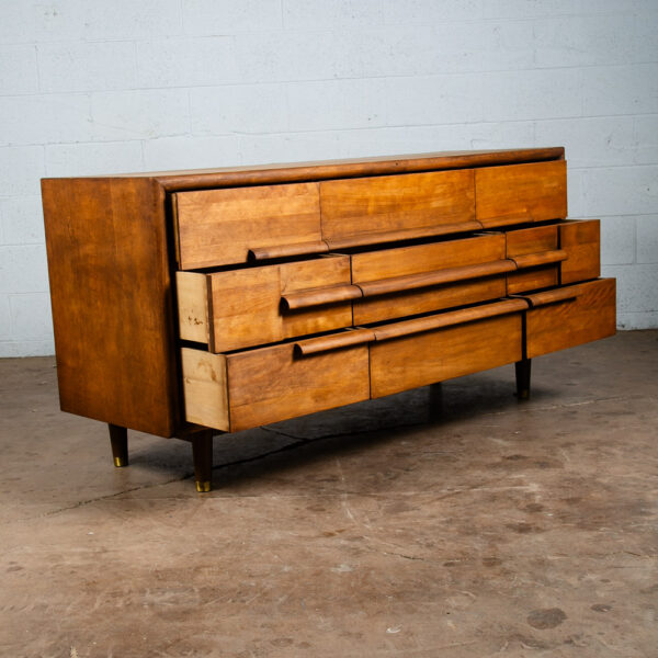 Mid Century Modern Dresser Credenza 9 drawer Furniture Guild Wide Dark Mcm - Image 3