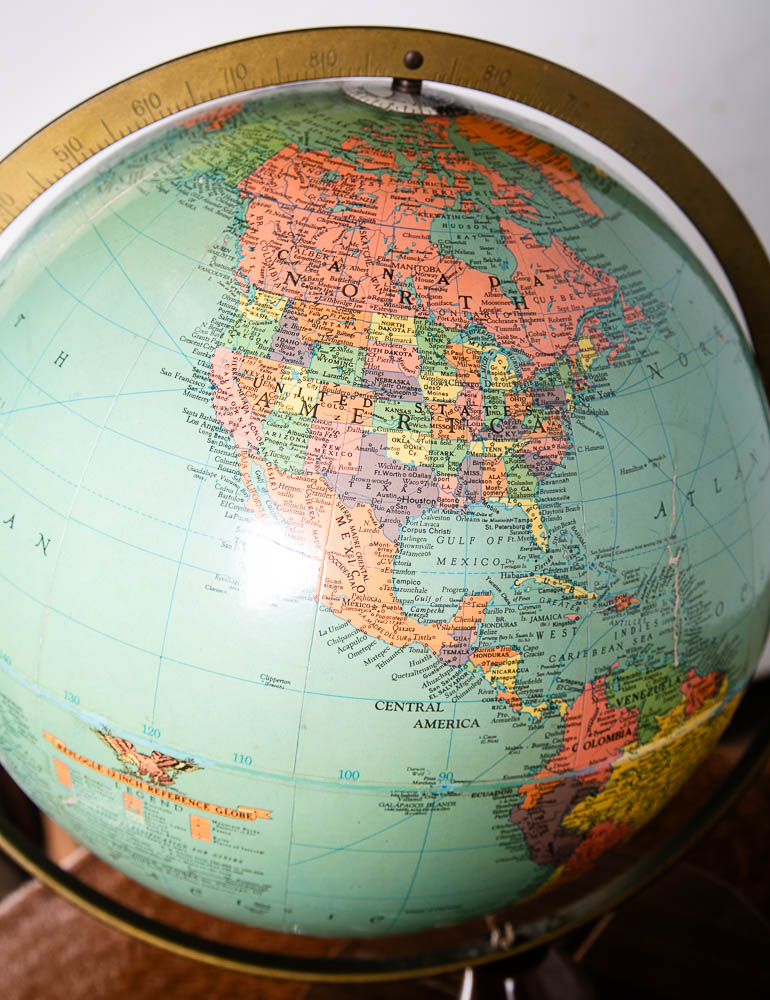 Mid Century Modern Globe Replogle 12 inch Metal Frame Brown Vintage 1960s Table - Image 8