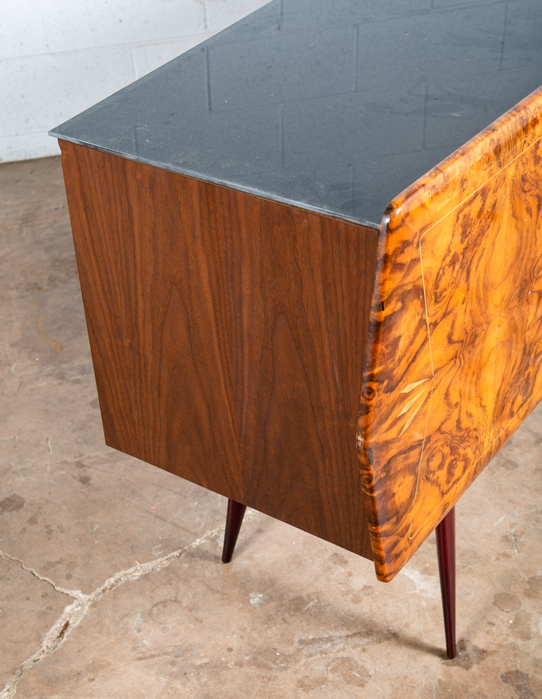 Mid Century Danish Modern Credenza Sideboard Teak Italian Denmark Mcm Burl Glass - Image 11