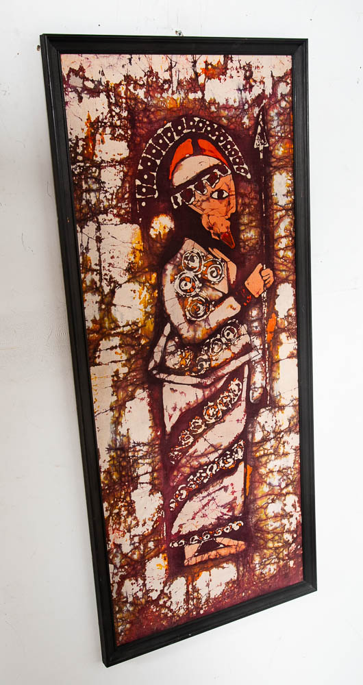 Mid Century Modern Tapestry Soldier Wall Art Tie Dye Batik Fabrik Original Art M - Image 3