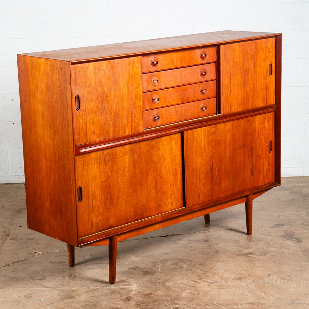 Mid Century Danish Modern Credenza Highboard Drawers Teak Eyelid Kai Kristiansen - Image 2