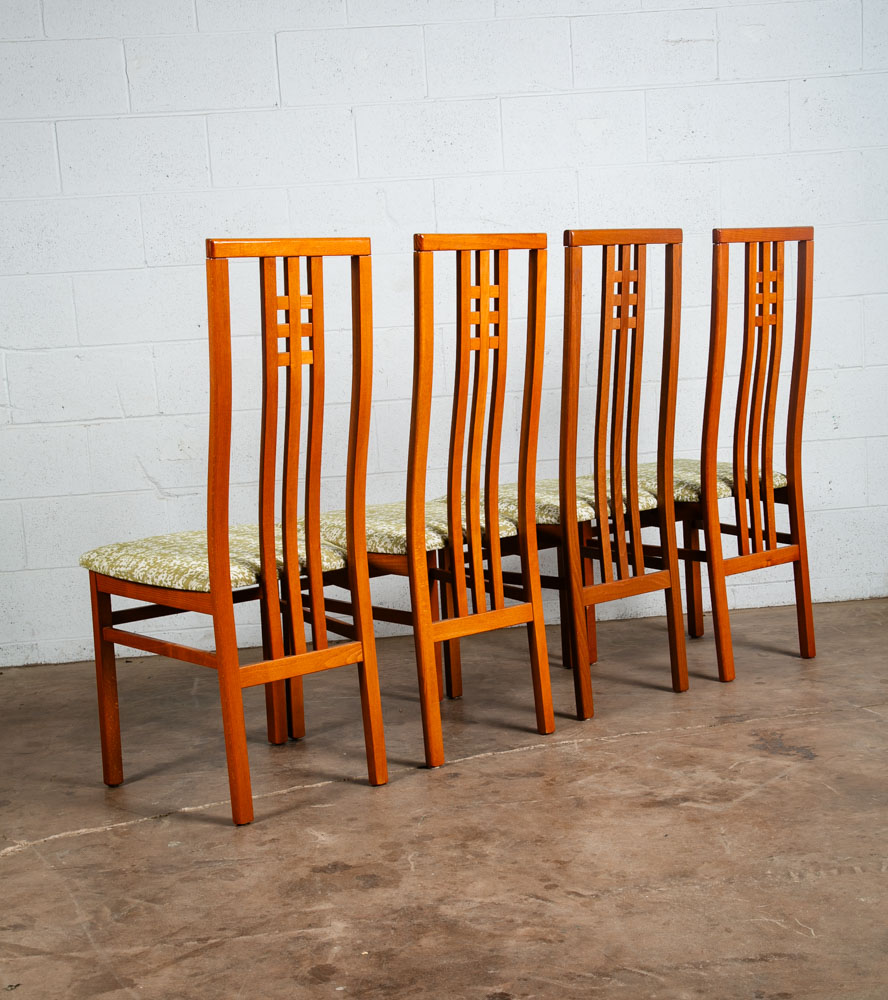 Mid Century Modern Dining Chairs Set of 8 Italian Highback Green Curved Italy NM - Image 2