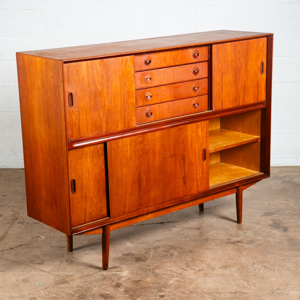 Mid Century Danish Modern Credenza Highboard Drawers Teak Eyelid Kai Kristiansen - Image 5