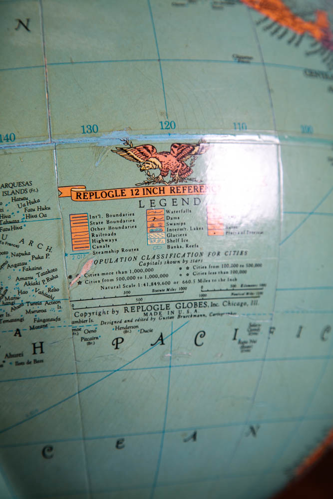 Mid Century Modern Globe Replogle 12 inch Metal Frame Brown Vintage 1960s Table - Image 4