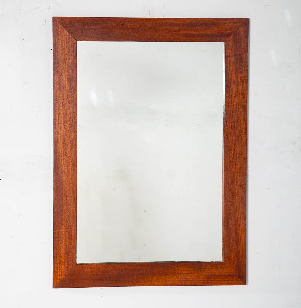 Mid Century Danish Modern Mirror Wall Hanging Bathroom Vanity Solid Teak 23x31.5