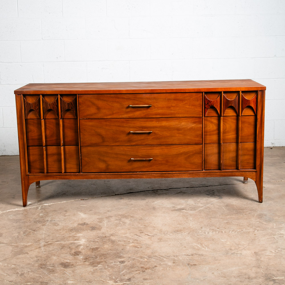 Mid Century Modern Dresser Credenza Kent Coffey 9 Drawer Perspecta Brasilia Wood - Image 2