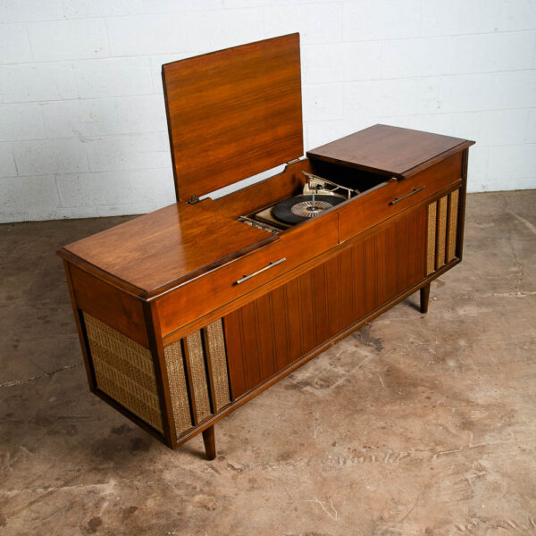 Mid Century Modern Stereo Console Record Player Wards Airline Walnut Radio Mcm - Image 6