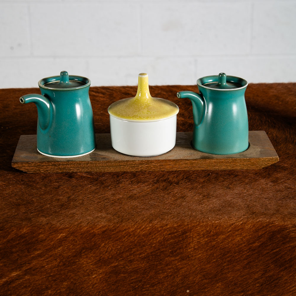 Mid Century Modern Set 3 Hakusan Japanese Sake Sushi Ceramics Lidded Japan Mcm