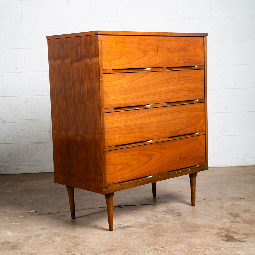 Mid Century Modern Highboy Dresser Broyhill 5 Drawer Walnut Mcm Vintage Danish