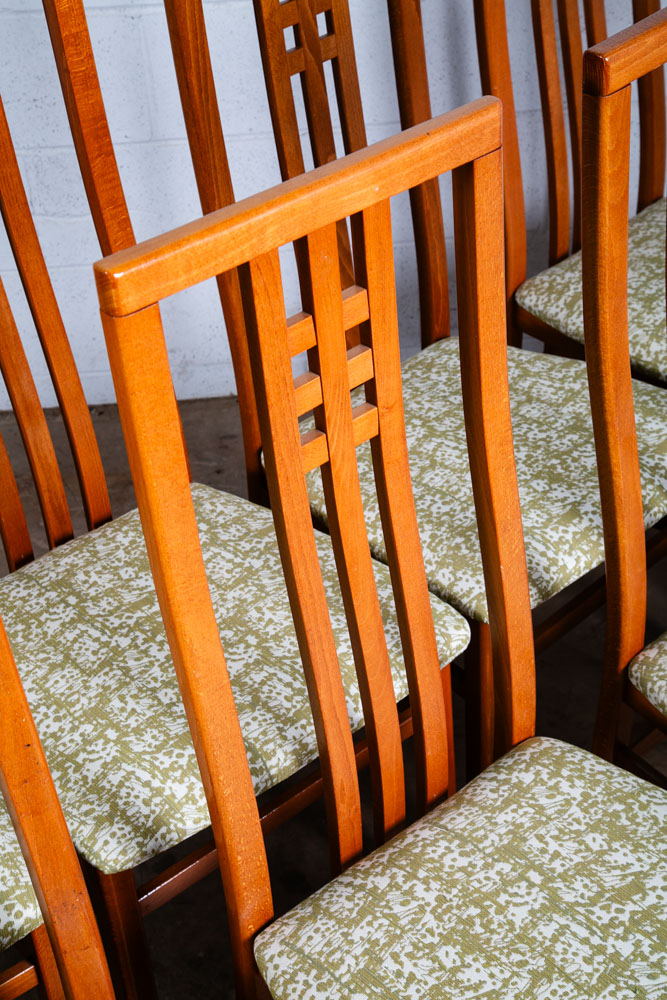 Mid Century Modern Dining Chairs Set of 8 Italian Highback Green Curved Italy NM - Image 11