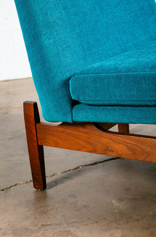 Mid Century Modern Lounge Chair Solid Walnut Aqua Mcm Slipper Side Sculptural NM - Image 9