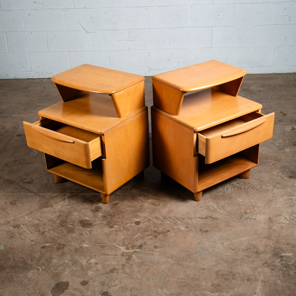 Mid Century Modern Nightstands End Side Tables Heywood Wakefield M538 Drawer Two - Image 8