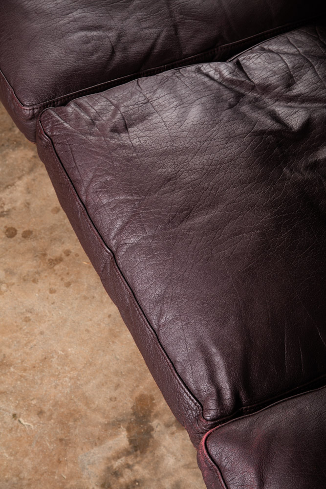 Mid Century Danish Modern Sofa Couch Burgundy Leather Stouby Mogensen 3 Seat Mcm - Image 8