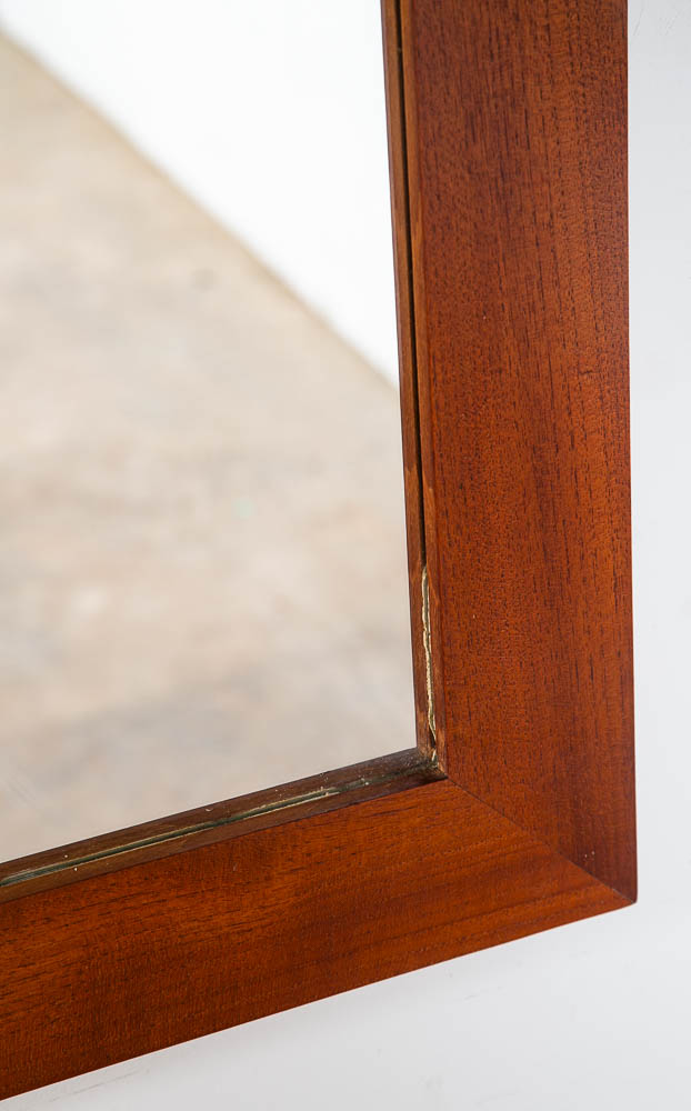 Mid Century Danish Modern Mirror Wall Hanging Bathroom Vanity Solid Teak 23x31.5 - Image 9