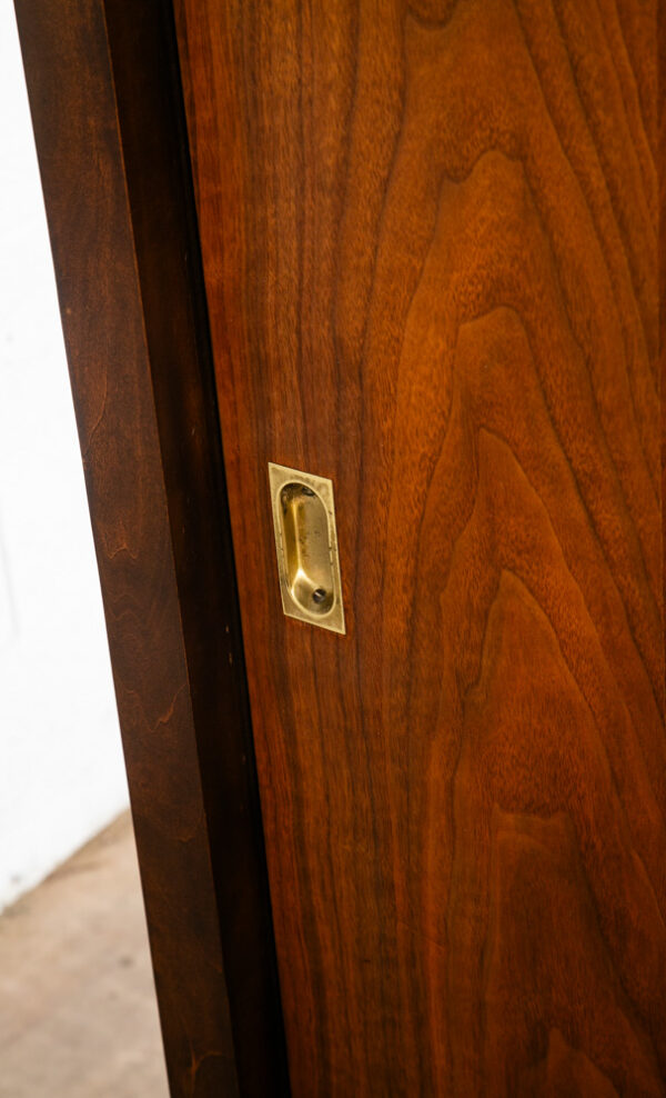 Mid Century Danish Modern Armoire Wardrobe Sliding Doors Closet Walnut Brass Mcm - Image 8