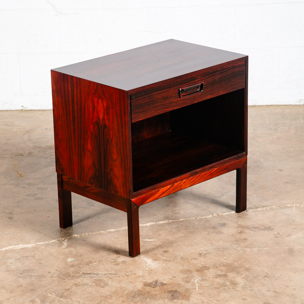 Mid Century Danish Modern Nightstand End Side Table Brazilian Rosewood Drawer M