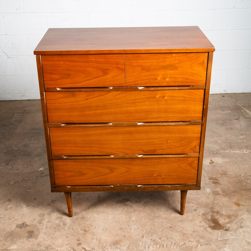 Mid Century Modern Highboy Dresser Broyhill 5 Drawer Walnut Mcm Vintage Danish - Image 6